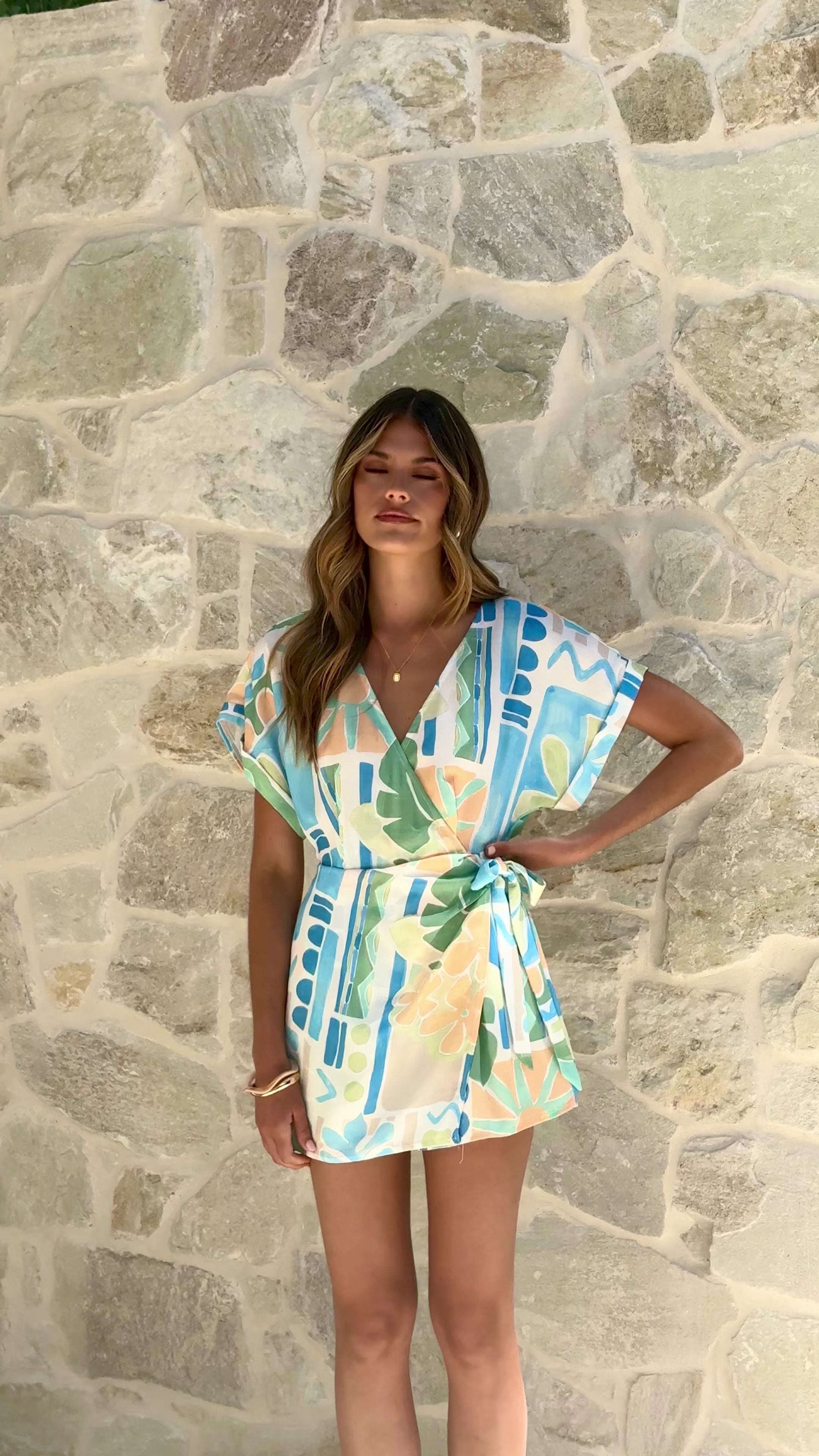Load video: Alicia Wrap Playsuit - Summer Breeze - Billy J