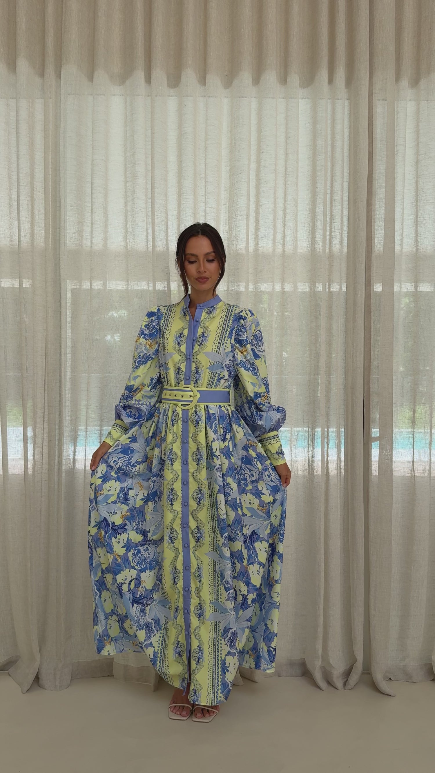 Kalliope Maxi Dress - Blue/Yellow - Billy J