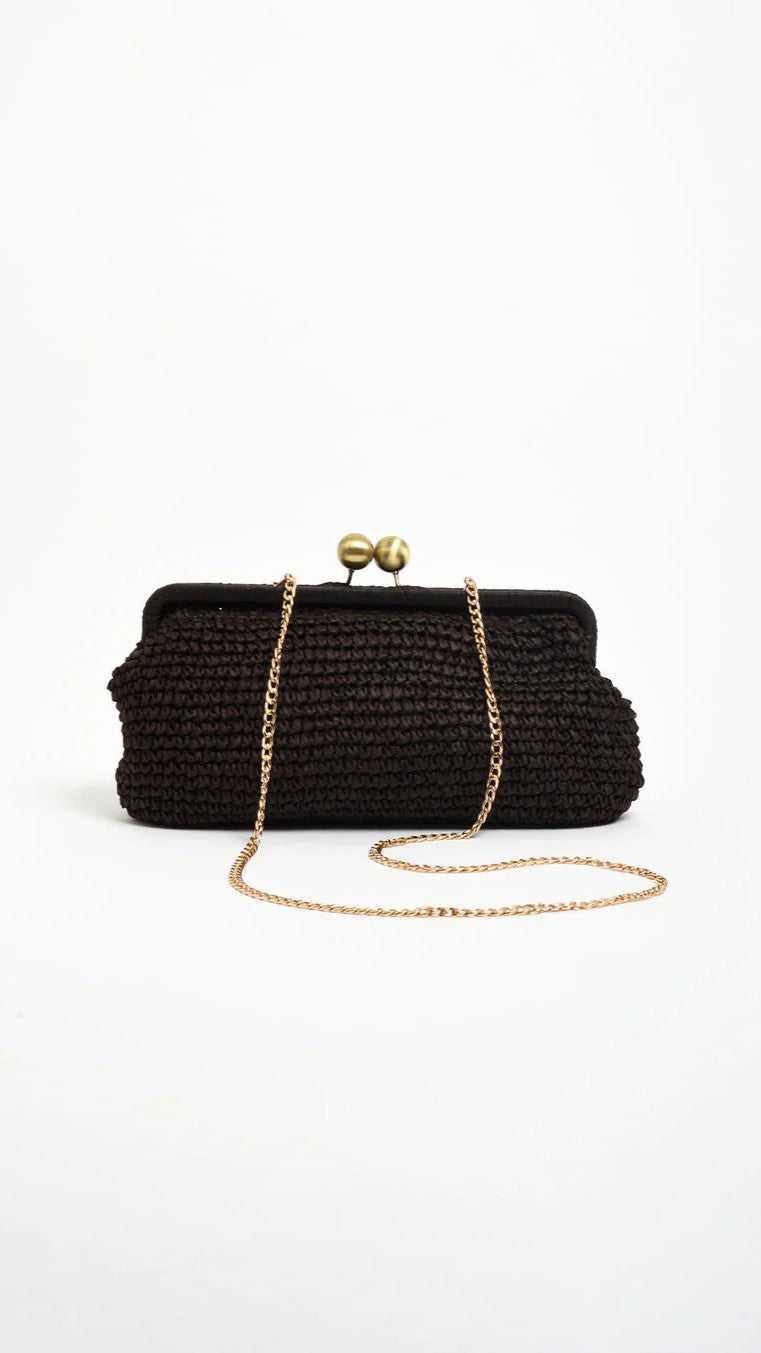Clip Top Elongated Clutch - Chocolate - Billy J