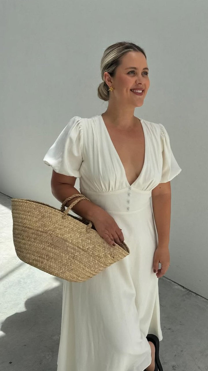Melea Midi Dress - White - Billy J