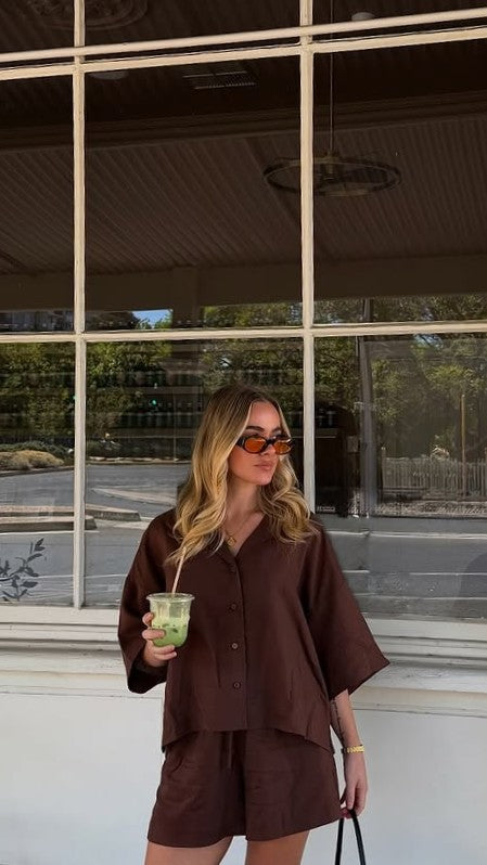 Luna Button Up Shirt - Chocolate - Billy J