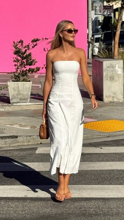Astrid Strapless Maxi Dress - White - Billy J