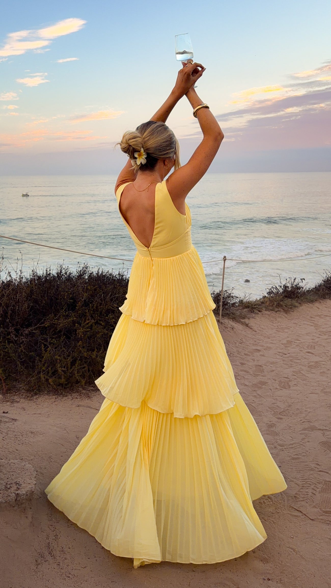 Kaelan Tiered Maxi Dress - Yellow
