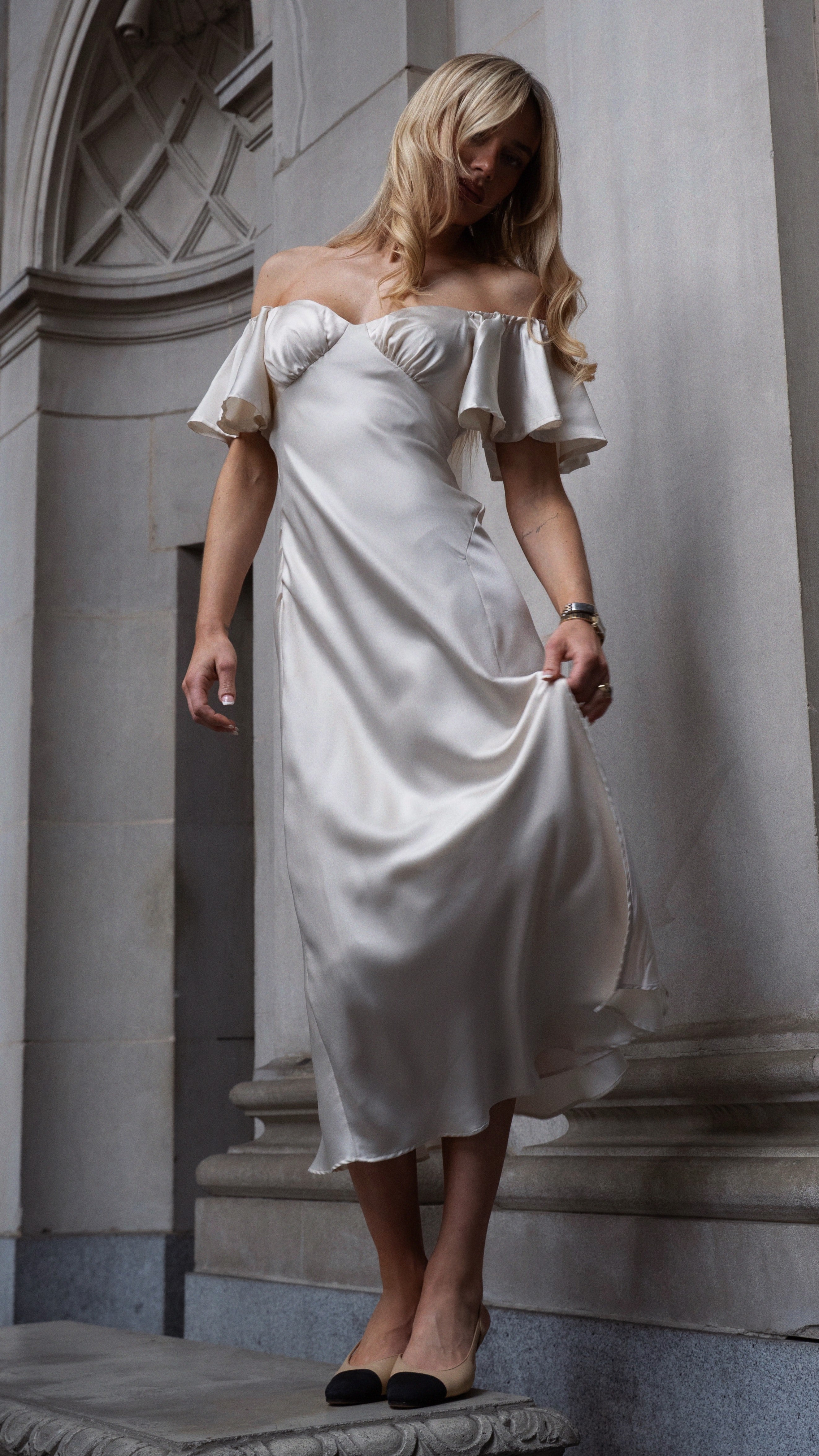 Louisa Midi Dress - Ivory - Billy J
