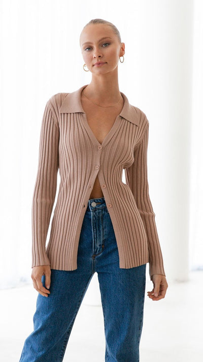 Load image into Gallery viewer, Darcy Knit Top - Mocha - Billy J
