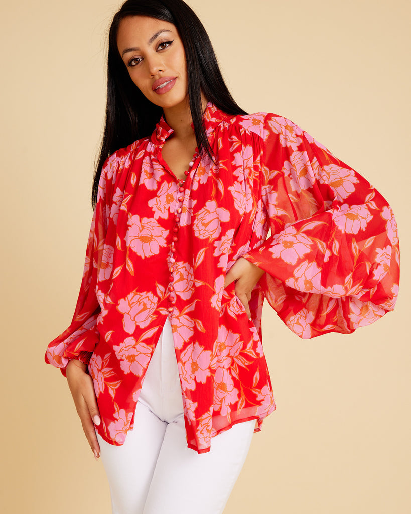 Bell Top - Red Print - Billy J