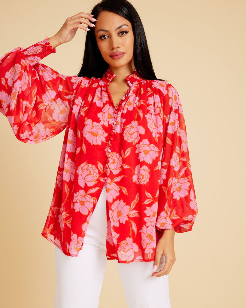 Bell Top - Red Print - Billy J