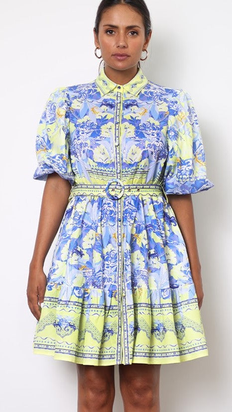 Kalliope Mini Dress - Blue/Yellow - Billy J