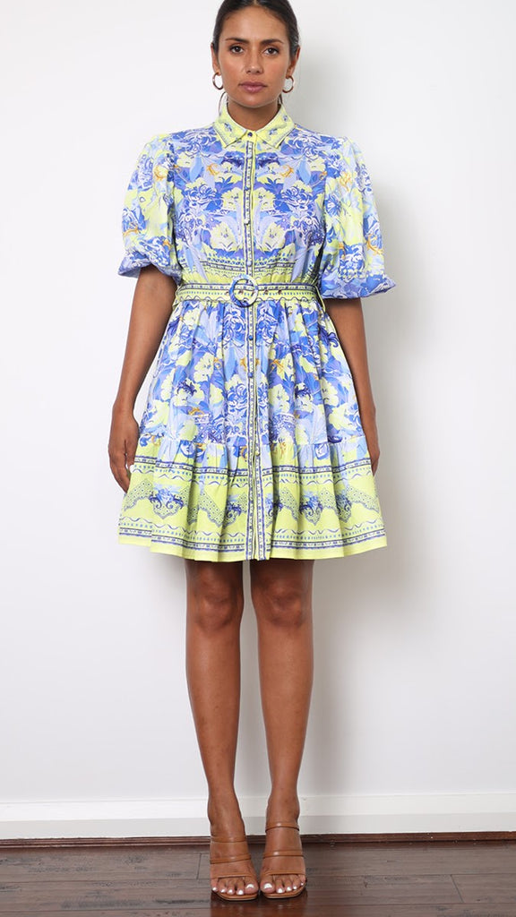 Kalliope Mini Dress - Blue/Yellow - Billy J