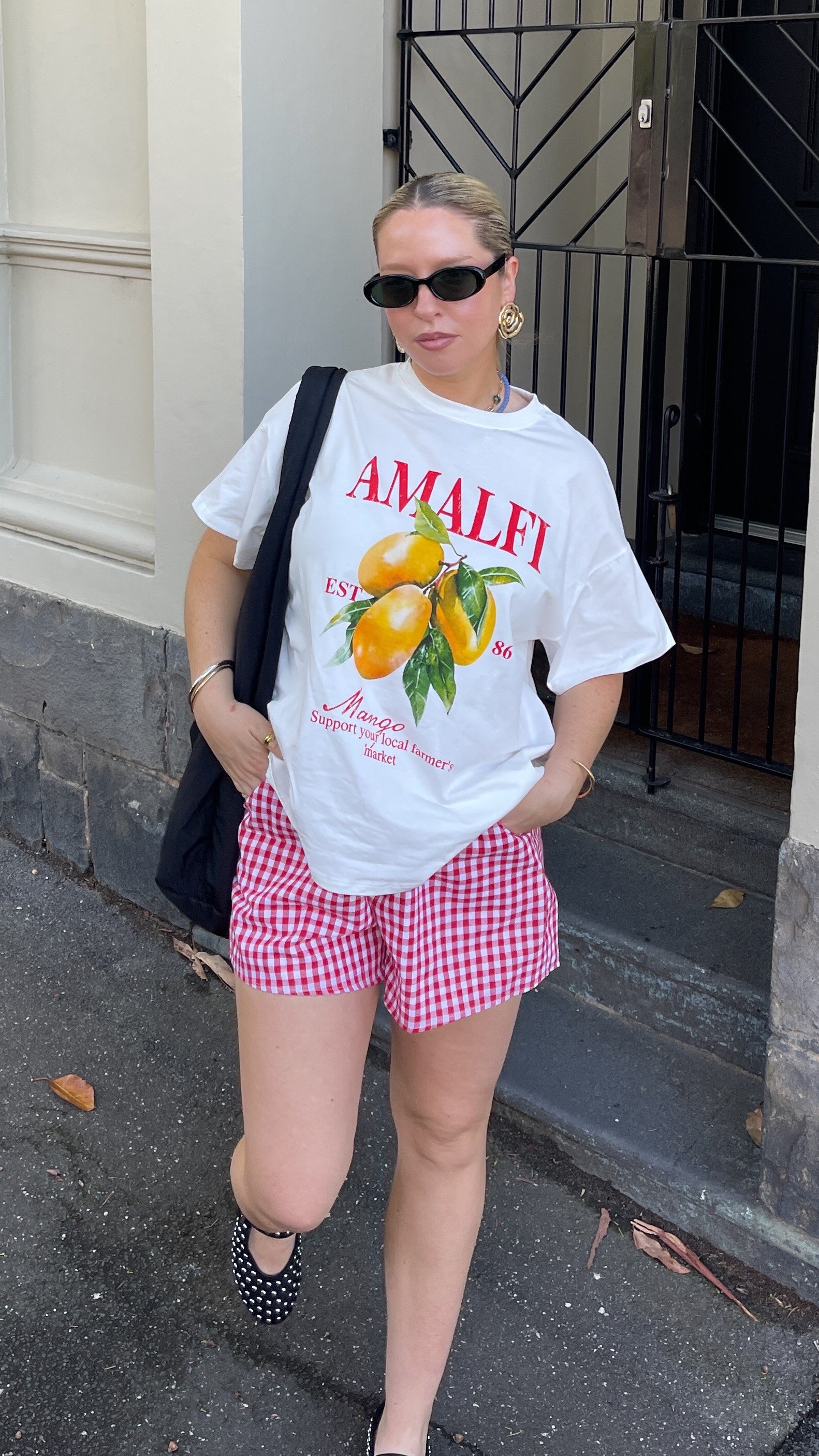 Amalfi Top and Shorts Set - Gingham Mango - Billy J