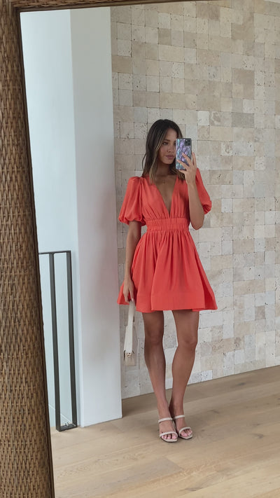 Load and play video in Gallery viewer, Erin Mini Dress - Melon

