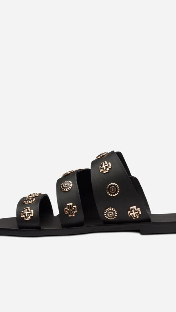 Sol Sana Eastwood Slide - Black/Gold