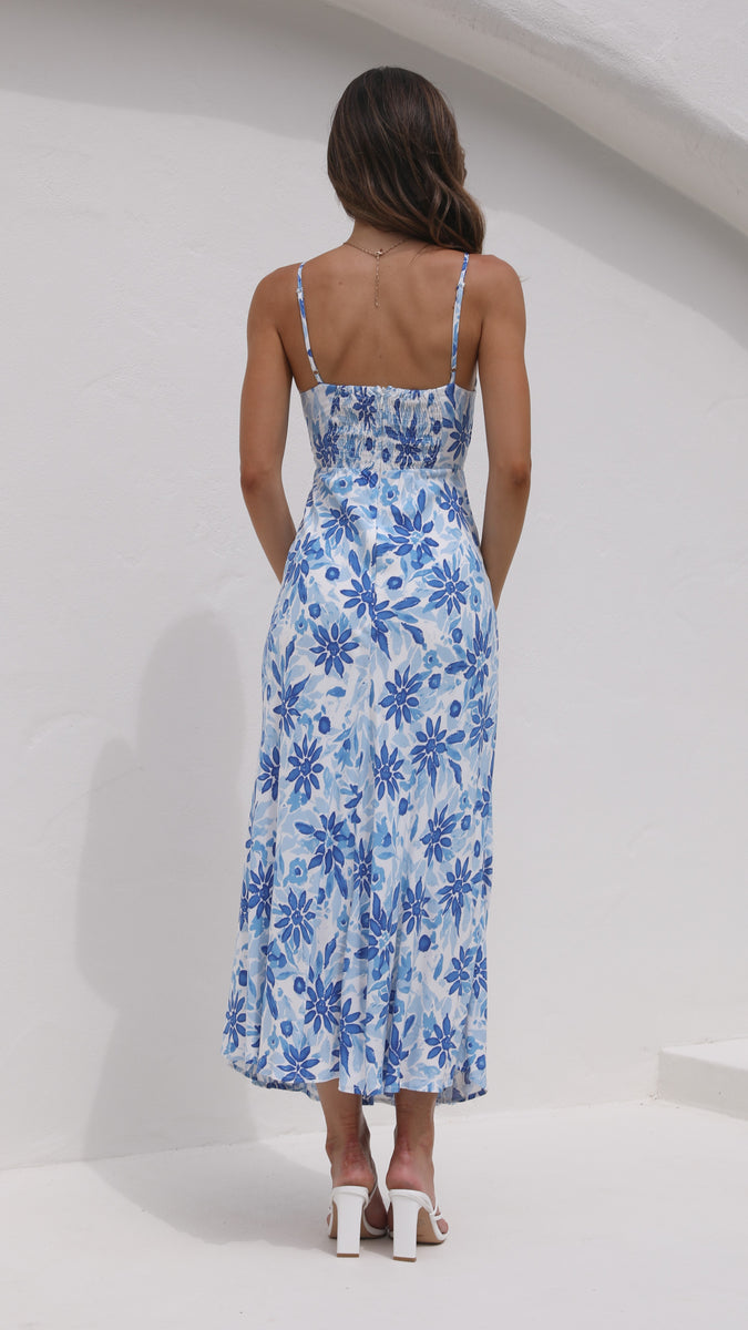 Delilah Midi Dress - Blue/White Floral - Buy Women's Dresses - Billy J