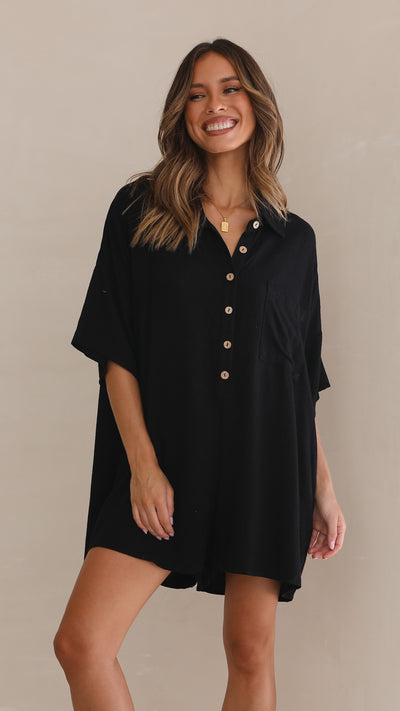 Load image into Gallery viewer, Keely Playsuit - Black - Billy J

