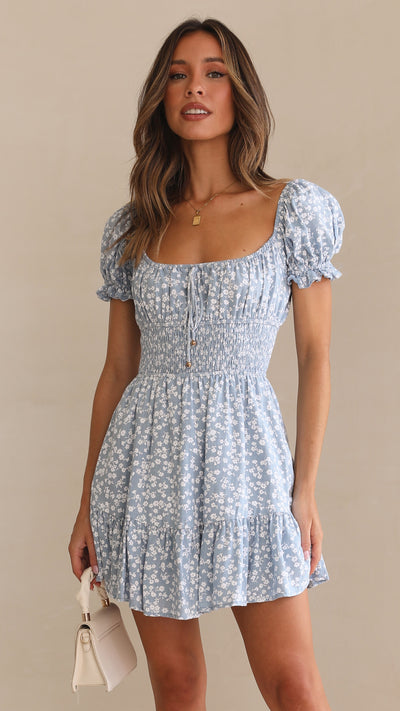 Load image into Gallery viewer, Kori Mini Dress - Blue Floral
