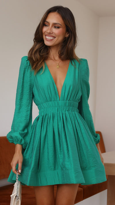 Load image into Gallery viewer, Charlotte Mini Dress - Green - Billy J
