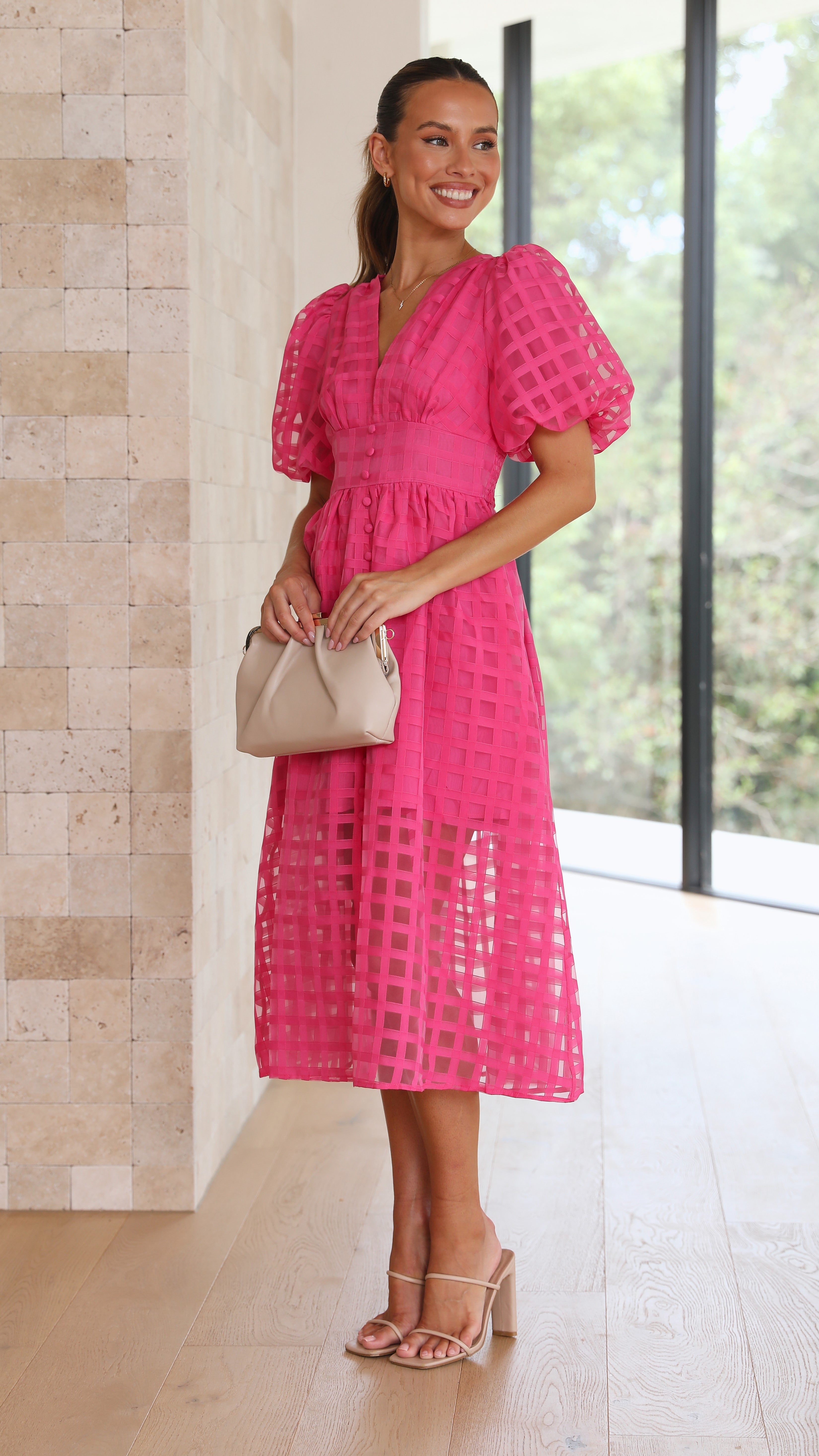 Liana Midi Dress - Pink - Billy J