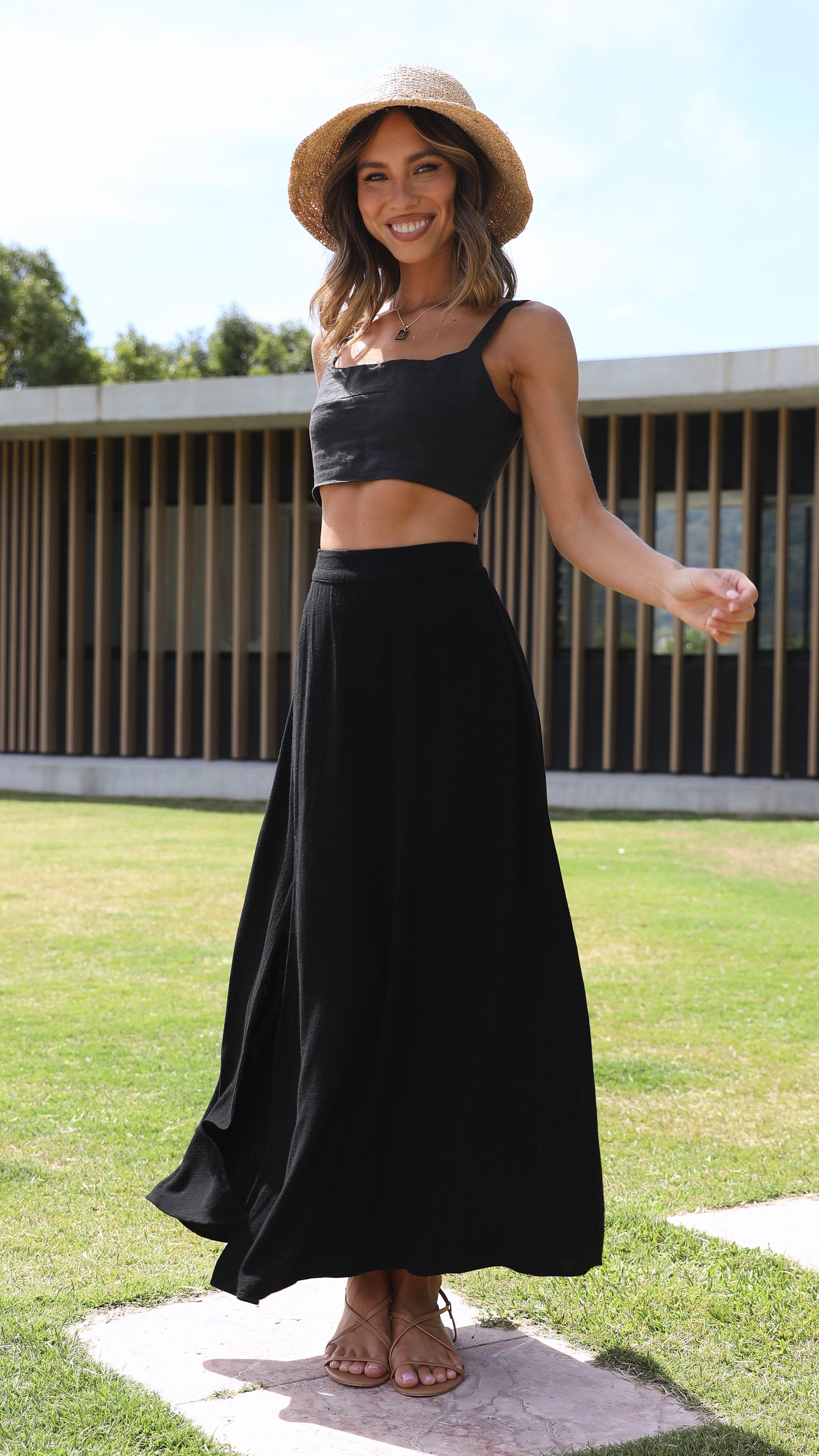 ROSALINE MAXI SKIRT BLACK, 59% OFF