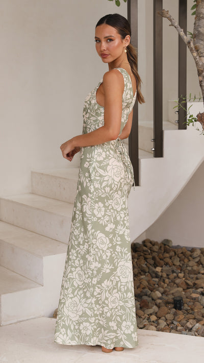 Load image into Gallery viewer, Rubie Maxi Dress - Green Floral - Billy J
