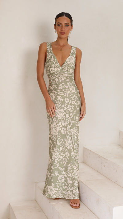 Load image into Gallery viewer, Rubie Maxi Dress - Green Floral - Billy J
