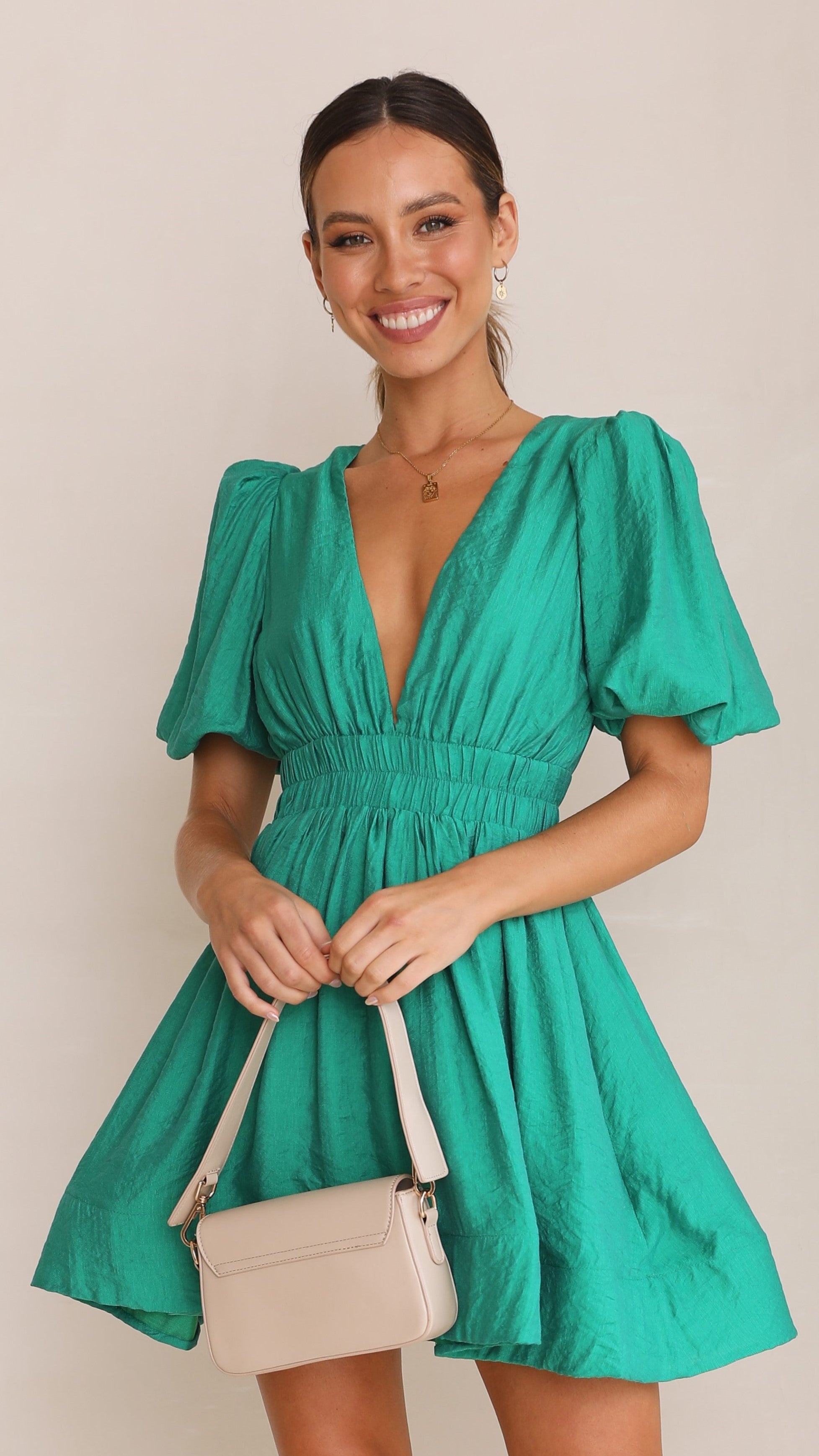 Erin Mini Dress - Emerald - Billy J