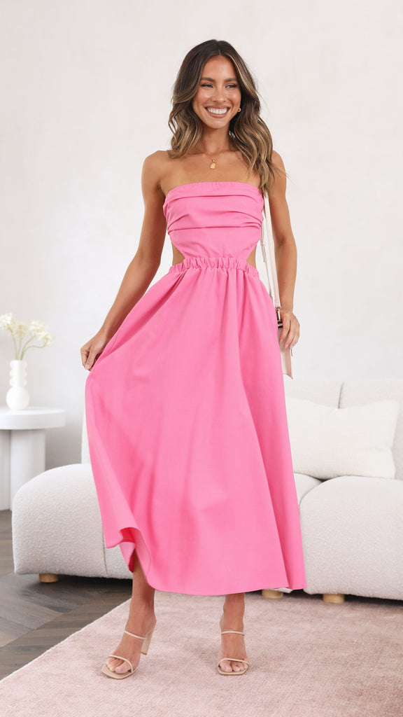 Holly Midi Dress - Hot Pink
