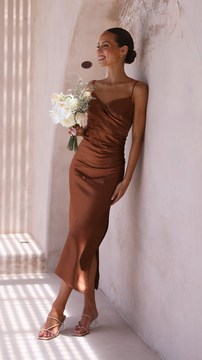 Load image into Gallery viewer, Monte Midi Dress - Brown
