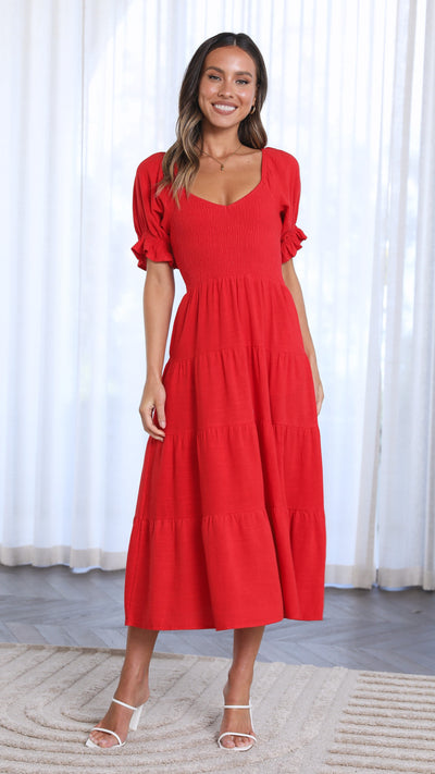 Load image into Gallery viewer, Madan Midi Dress - Red
