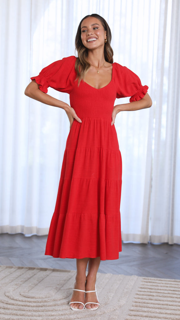 Madan Midi Dress - Red