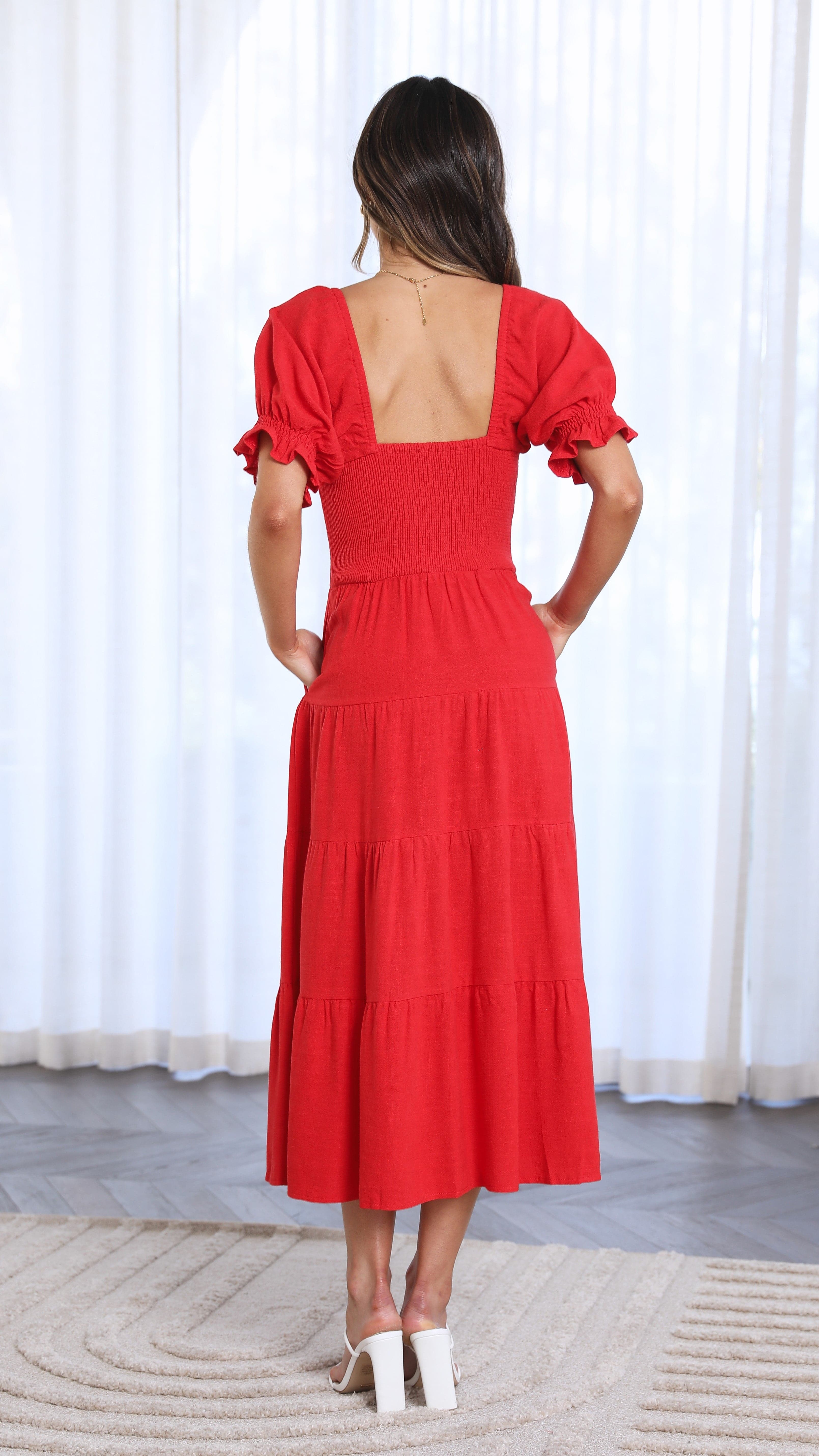 Madan Midi Dress - Red