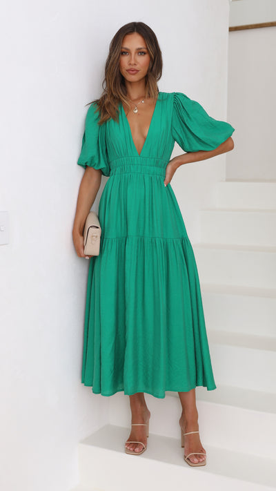 Load image into Gallery viewer, Erin Midi Dress - Emerald - Billy J
