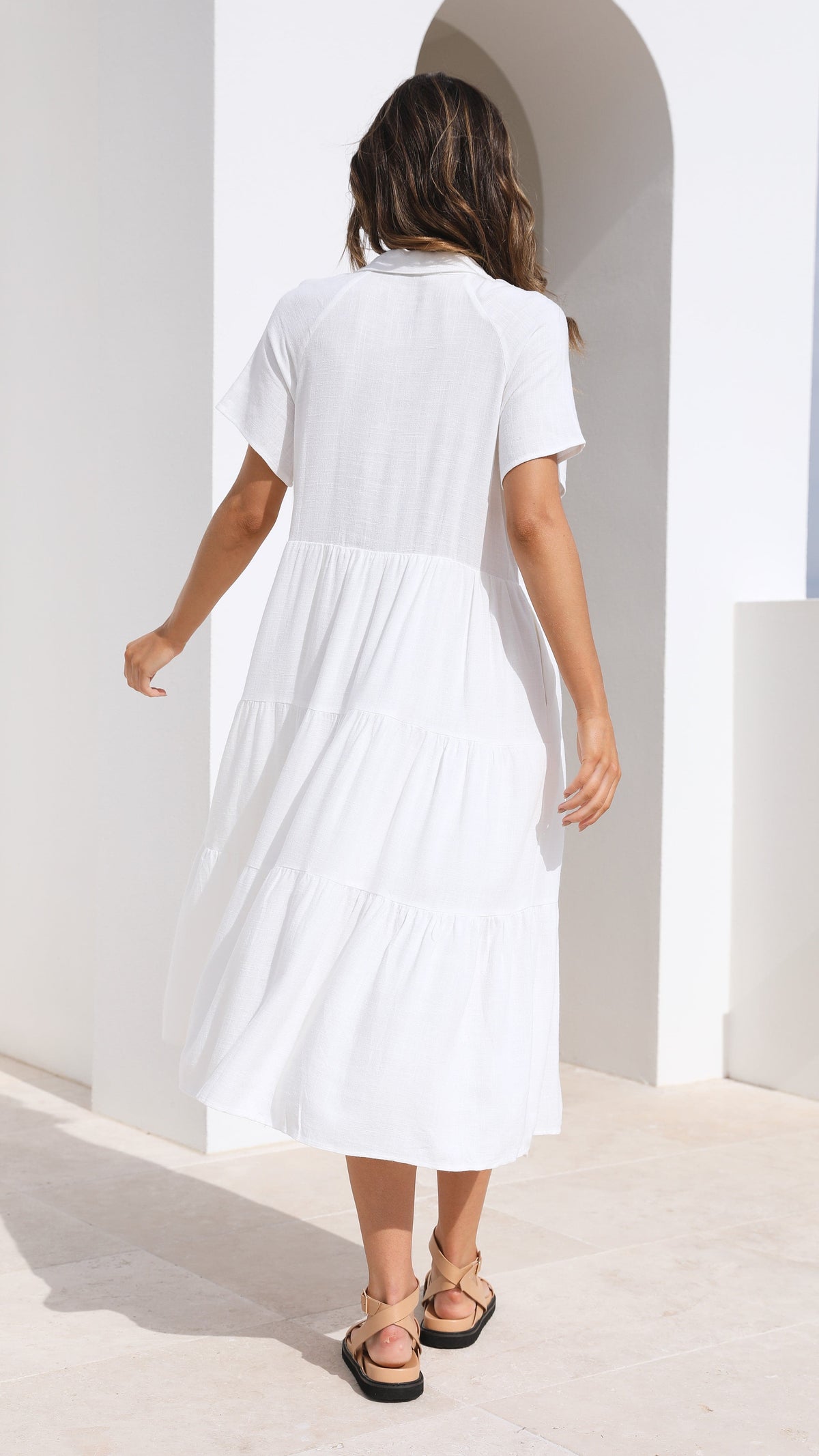 Kimberly Midi Dress - White - Billy J
