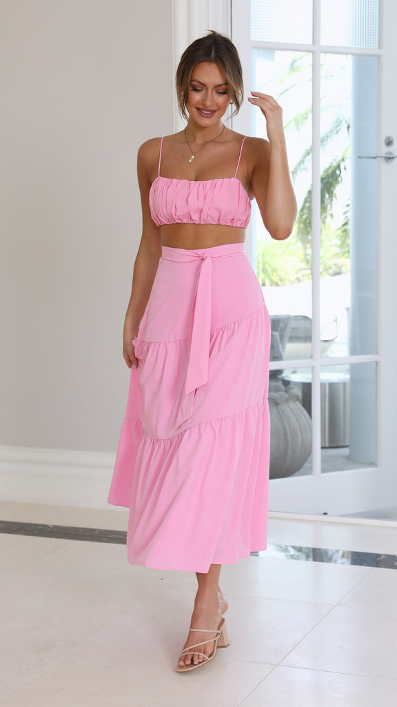 Saraya Top and Skirt Set - Pink