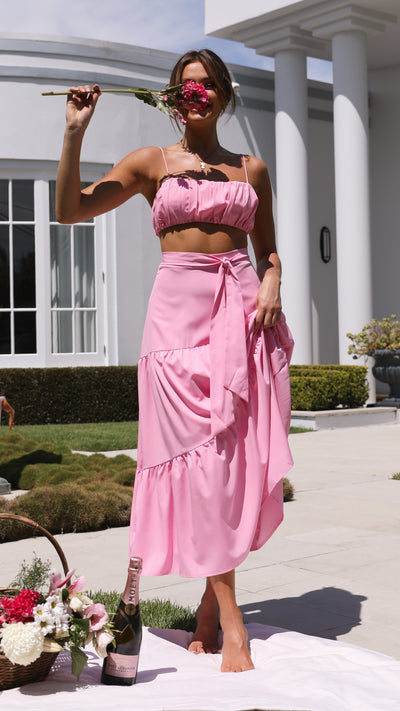Load image into Gallery viewer, Saraya Top and Skirt Set - Pink
