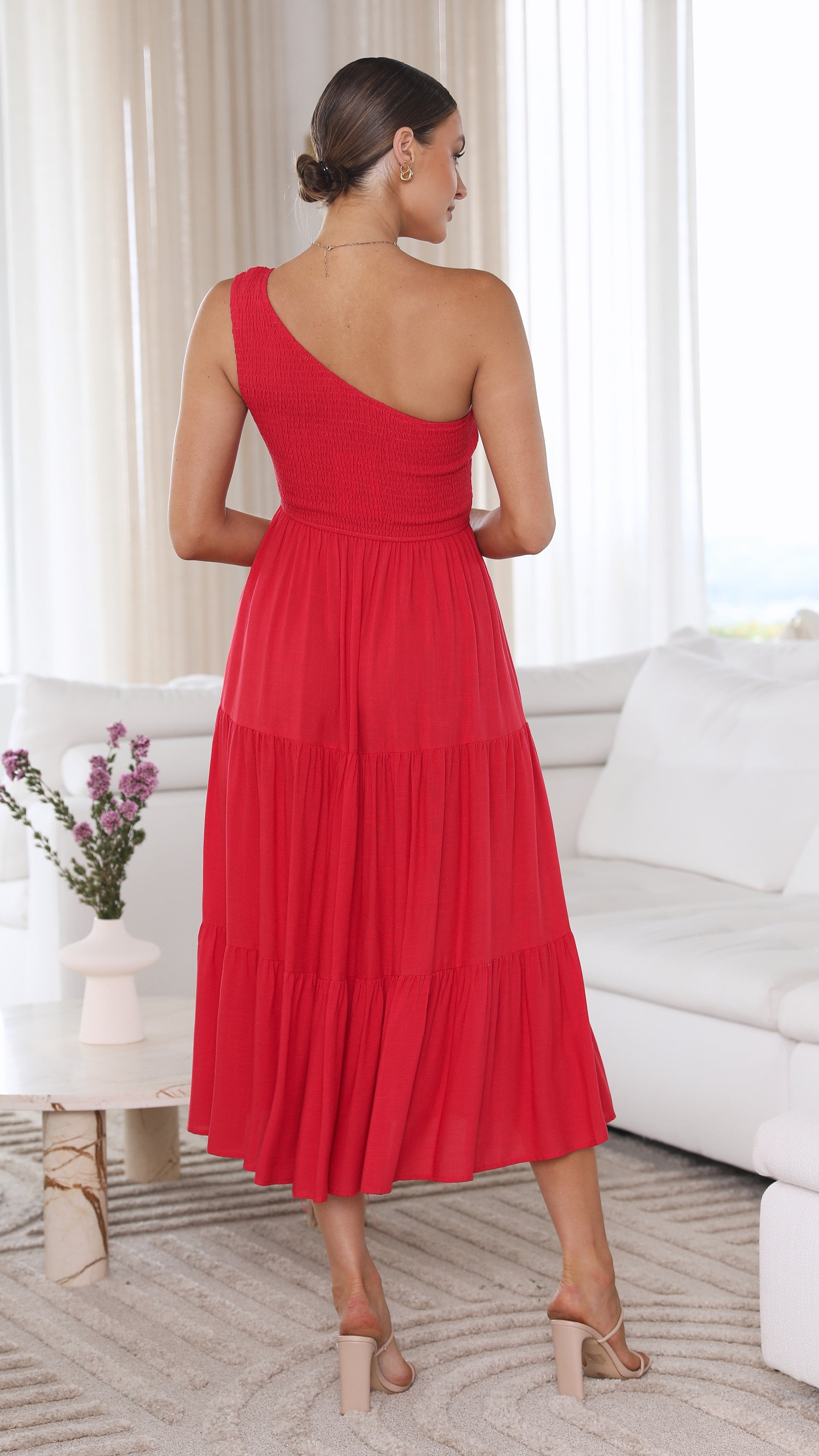 Cassy Midi Dress - Red