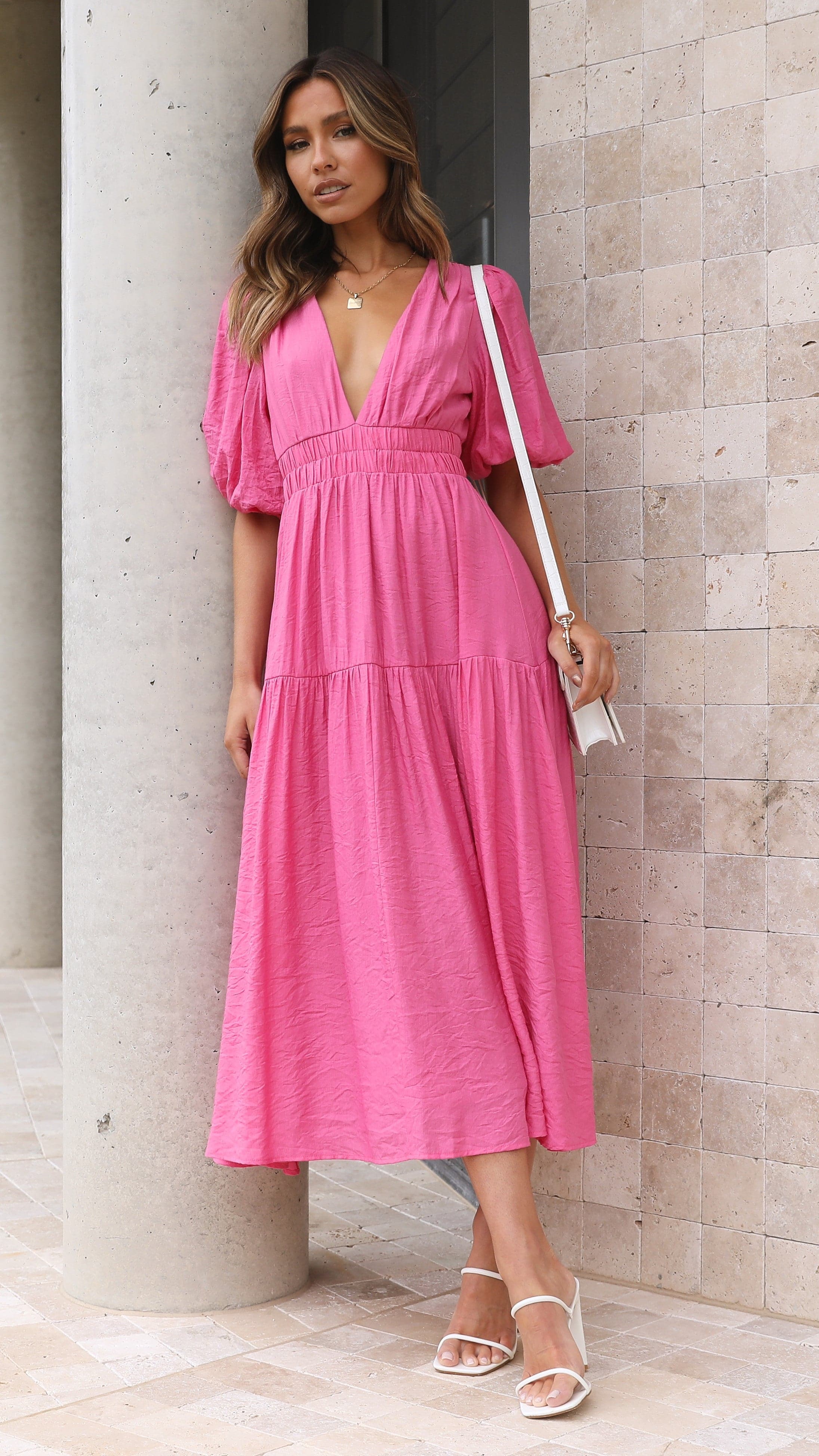 Erin Midi Dress - Pink