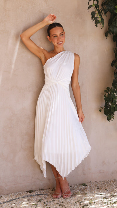 Load image into Gallery viewer, Cali One Shoulder Midi Dress - White - Billy J
