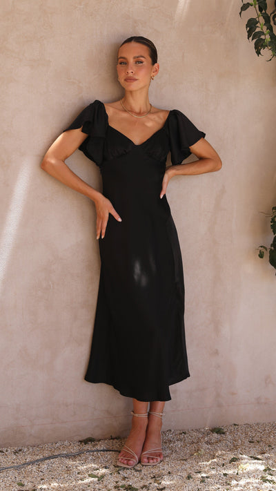 Load image into Gallery viewer, Louisa Midi Dress - Black - Billy J
