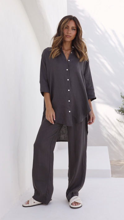 Load image into Gallery viewer, Linen Lounge Pant - Coal
