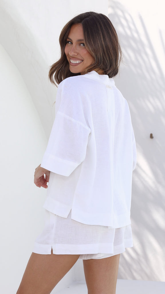 Linen Lounge Shirt - White