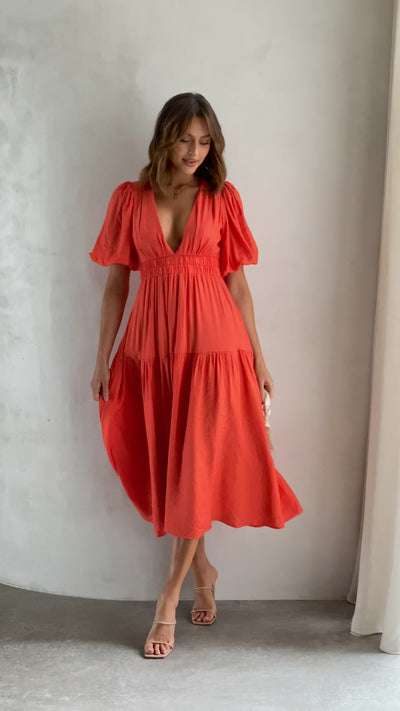 Load and play video in Gallery viewer, Erin Midi Dress - Melon
