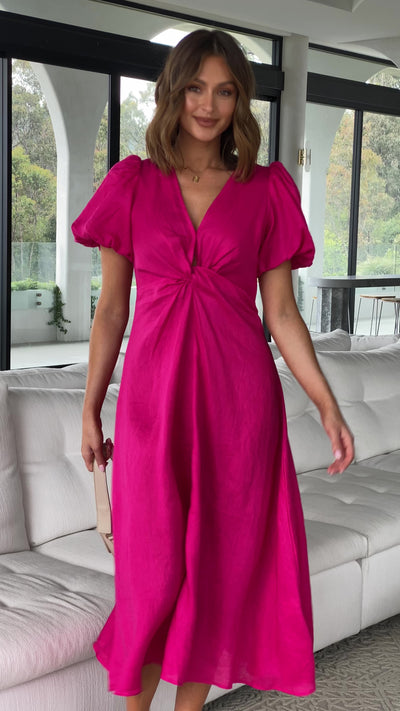 Load and play video in Gallery viewer, Blaire Midi Dress - Hot Pink
