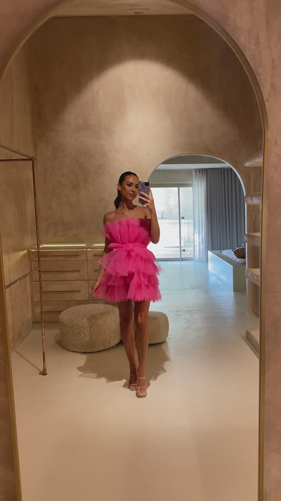 Load and play video in Gallery viewer, Carrie Mini Dress - Hot Pink
