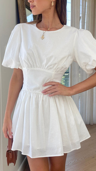 Load image into Gallery viewer, Saffia Mini Dress - White
