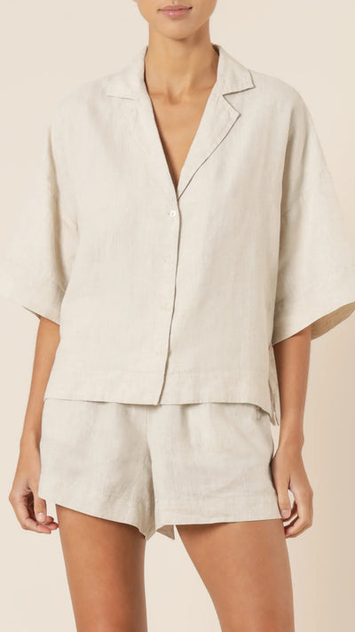 Load image into Gallery viewer, Linen Lounge Shirt - Natural
