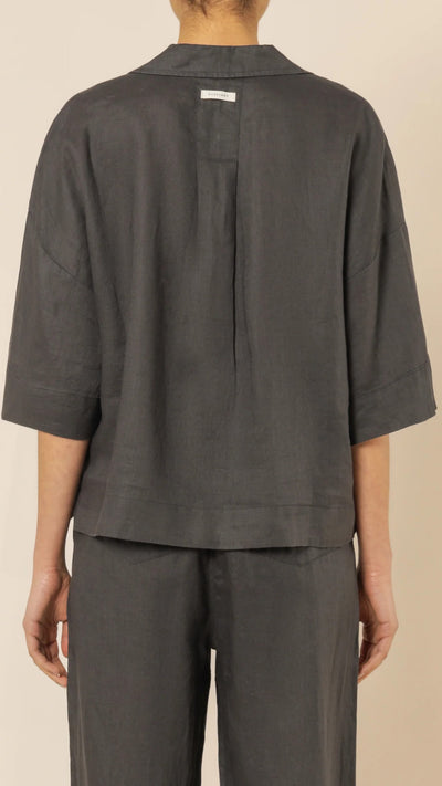 Load image into Gallery viewer, Linen Lounge Shirt - Coal
