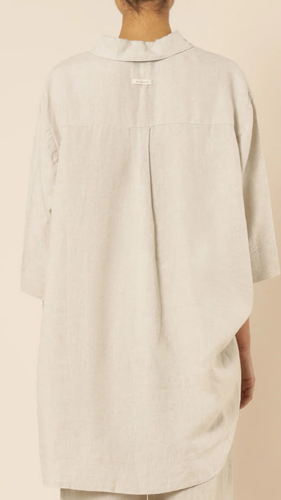 Load image into Gallery viewer, Lounge Linen Longline Shirt - Natural
