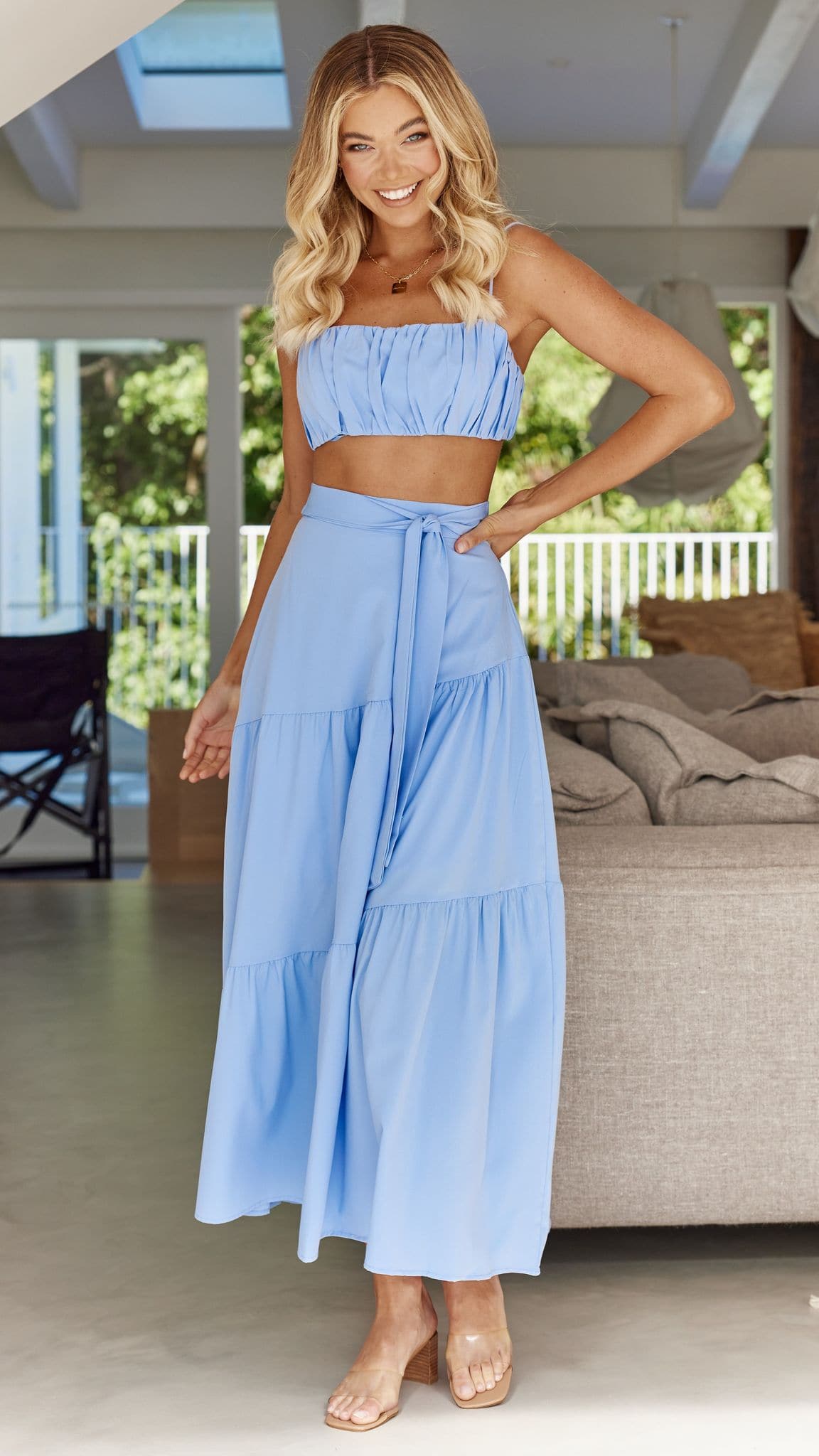 Saraya Top and Skirt Set - Blue