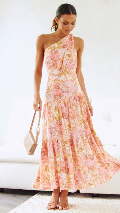 Load image into Gallery viewer, Jayma Maxi Dress - Pink/Orange Floral - Billy J
