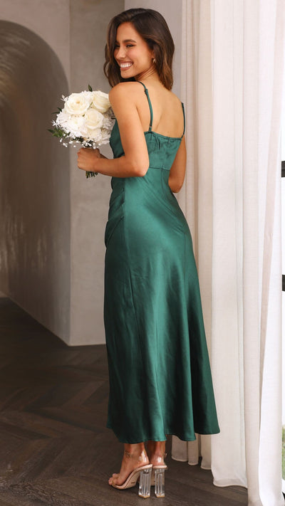 Load image into Gallery viewer, Elsa Midi Dress - Emerald - Billy J

